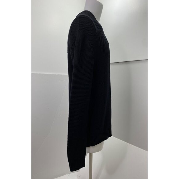 Calvin Klein Fisherman Cable Knit Sweater Men XL Chunky V Neck Black Pullover - Picture 4 of 11